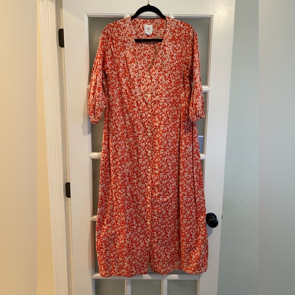 Hatch The Nines Red Floral Maxi Dress Size Small EUC - Picture 3 of 7